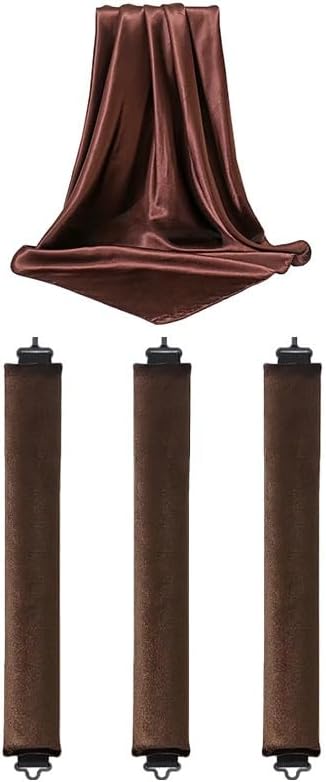 Heatless Hair Curler Set, Satin Overnight Curling Rods, 4-Piece Styling Kit with Hook, Brown V1259-DP01-A-2739
