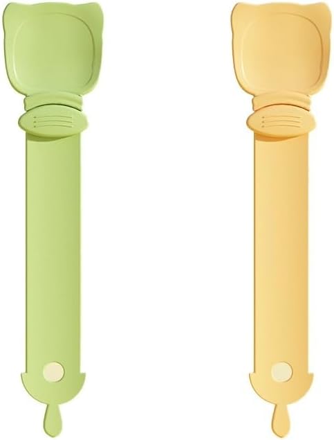 Cat Food Dispensing Spoons, 2-in-1 Design with Cat Head Shape, Orange/Green, Set of 2 V1259-DP01-A-2741