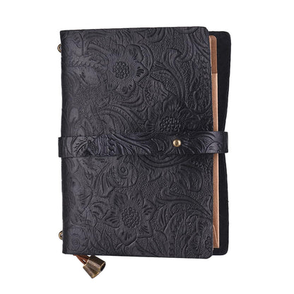 Leather Vintage Embossed Pattern Travel Journal Notebook Lined Blank Grid Paper Diary Refillable Notepad Gift V1259-DP01-A-2751