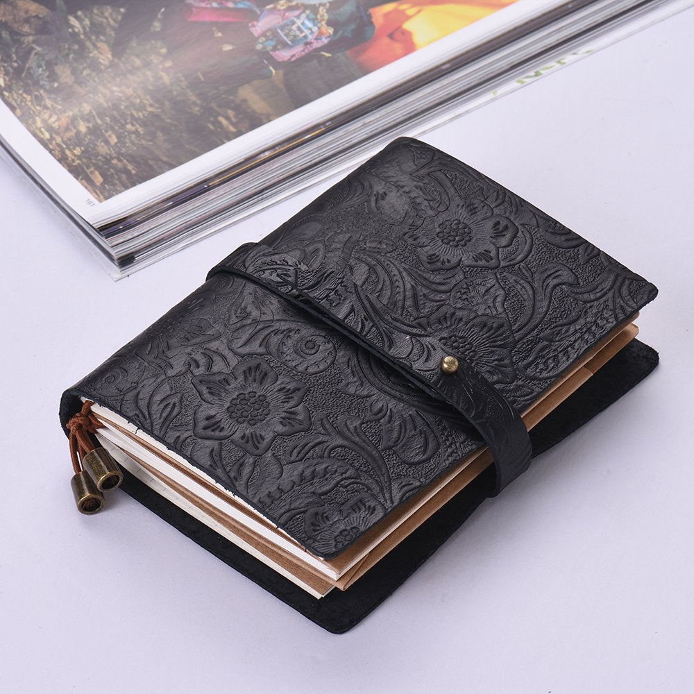 Leather Vintage Embossed Pattern Travel Journal Notebook Lined Blank Grid Paper Diary Refillable Notepad Gift V1259-DP01-A-2751