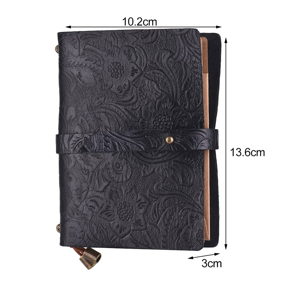 Leather Vintage Embossed Pattern Travel Journal Notebook Lined Blank Grid Paper Diary Refillable Notepad Gift V1259-DP01-A-2751