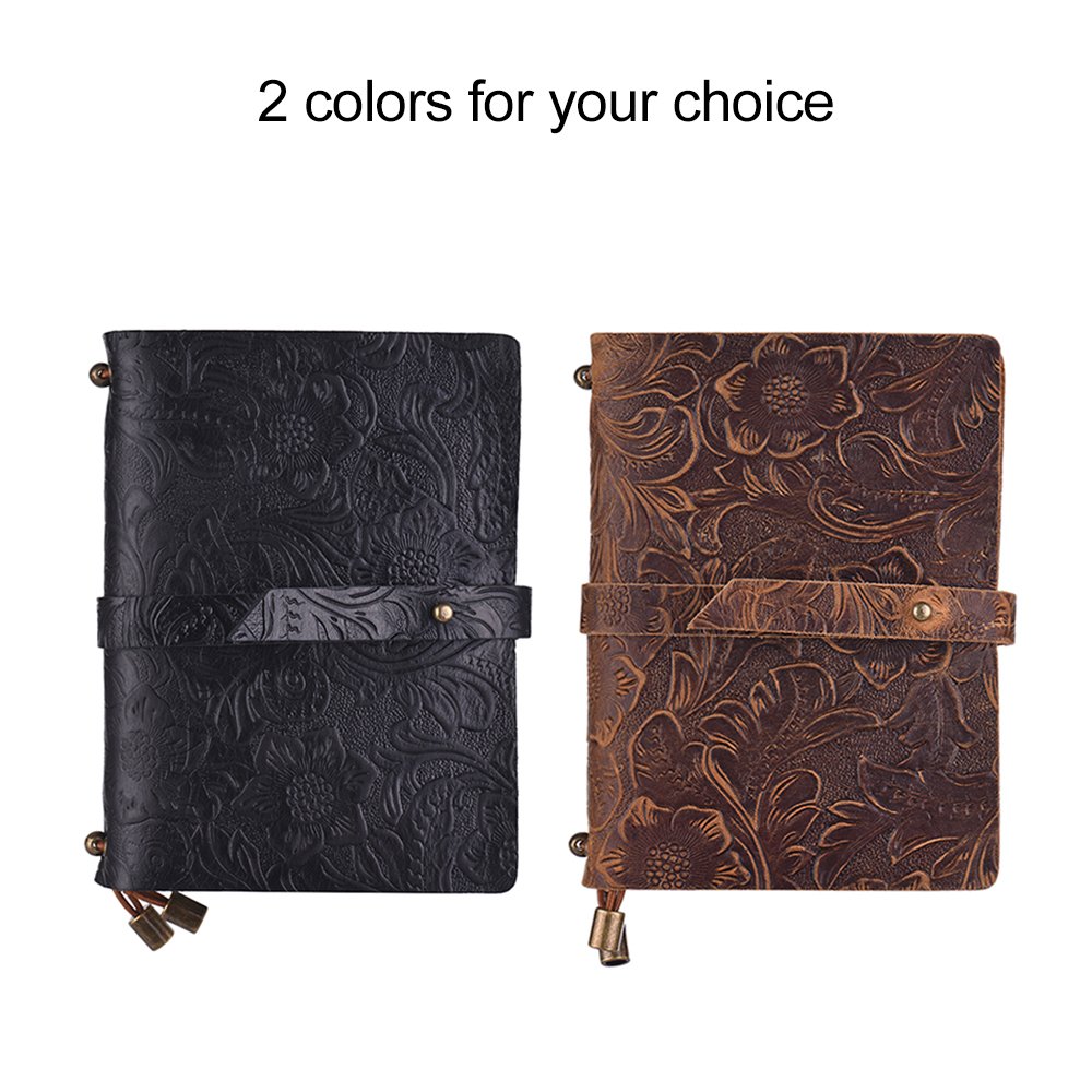 Leather Vintage Embossed Pattern Travel Journal Notebook Lined Blank Grid Paper Diary Refillable Notepad Gift V1259-DP01-A-2751