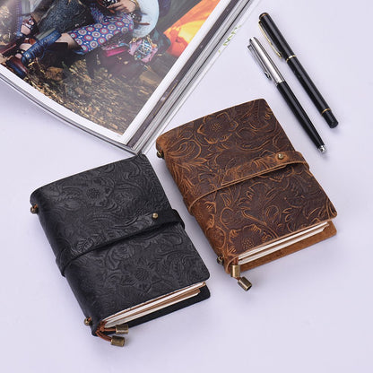 Leather Vintage Embossed Pattern Travel Journal Notebook Lined Blank Grid Paper Diary Refillable Notepad Gift V1259-DP01-A-2751