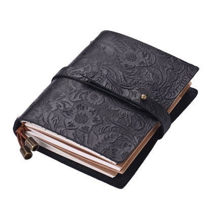 Leather Vintage Embossed Pattern Travel Journal Notebook Lined Blank Grid Paper Diary Refillable Notepad Gift V1259-DP01-A-2751