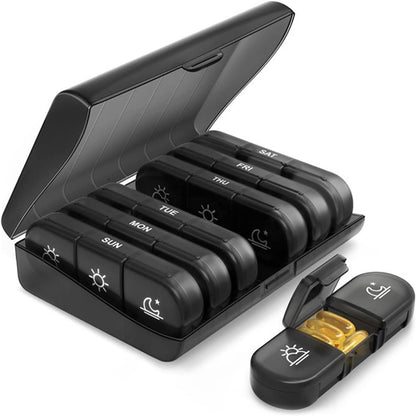 7-Day Organizer with Date Mark, Large Storage Box, PP+ABS Material, Lightweight and Travel-Friendly Design V1259-DP01-A-2756
