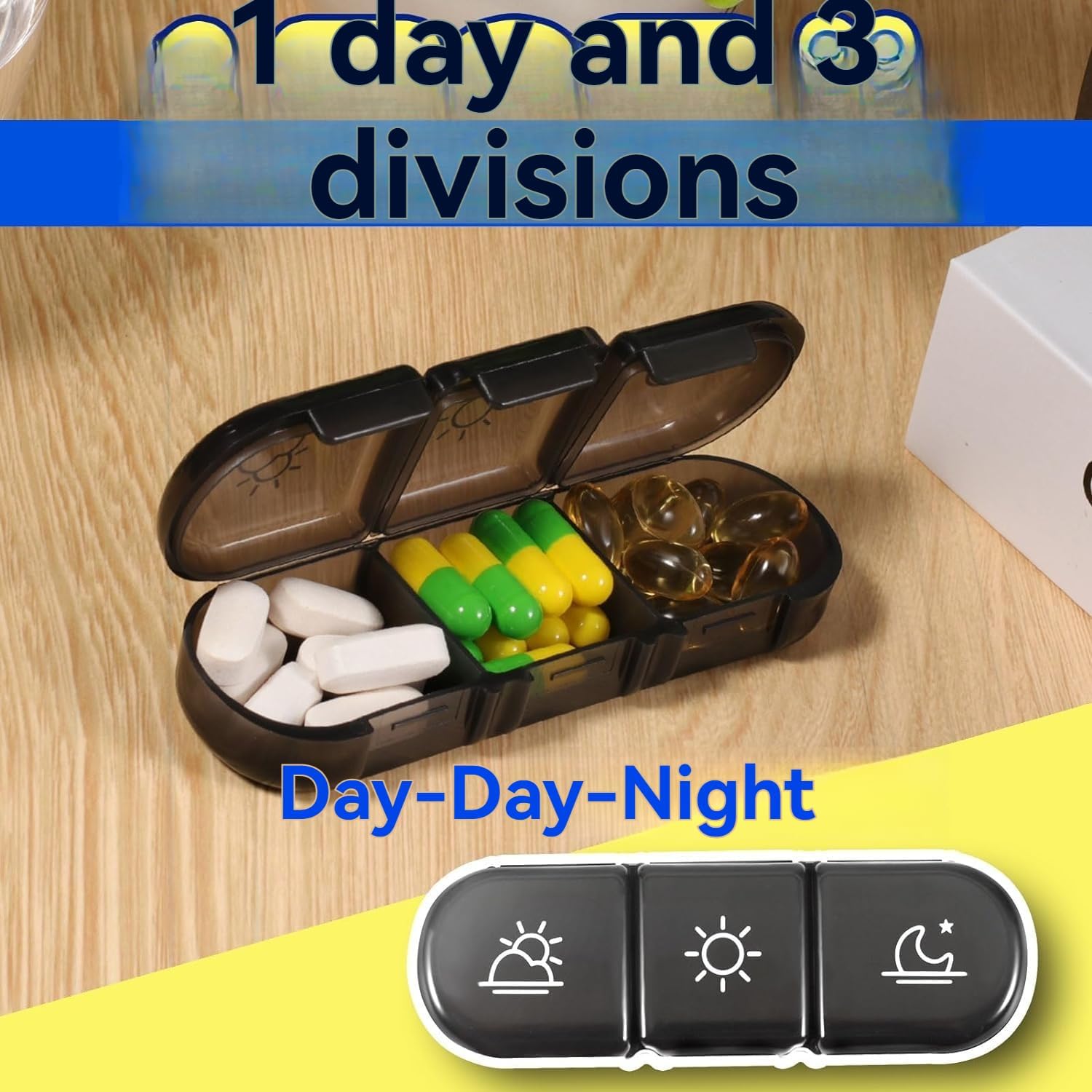 7-Day Organizer with Date Mark, Large Storage Box, PP+ABS Material, Lightweight and Travel-Friendly Design V1259-DP01-A-2756