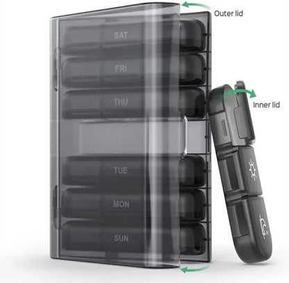 7-Day Organizer with Date Mark, Large Storage Box, PP+ABS Material, Lightweight and Travel-Friendly Design V1259-DP01-A-2756