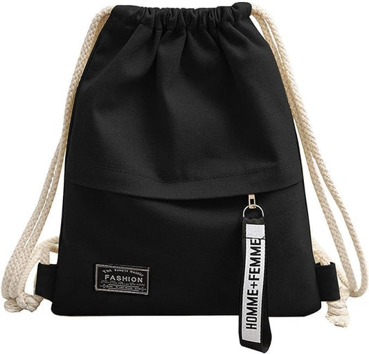 Foldable Canvas Sports Backpack with Drawstring and Zippered Pocket for Football, Cycling, Gym & Travel - V1259-DP01-A-2764