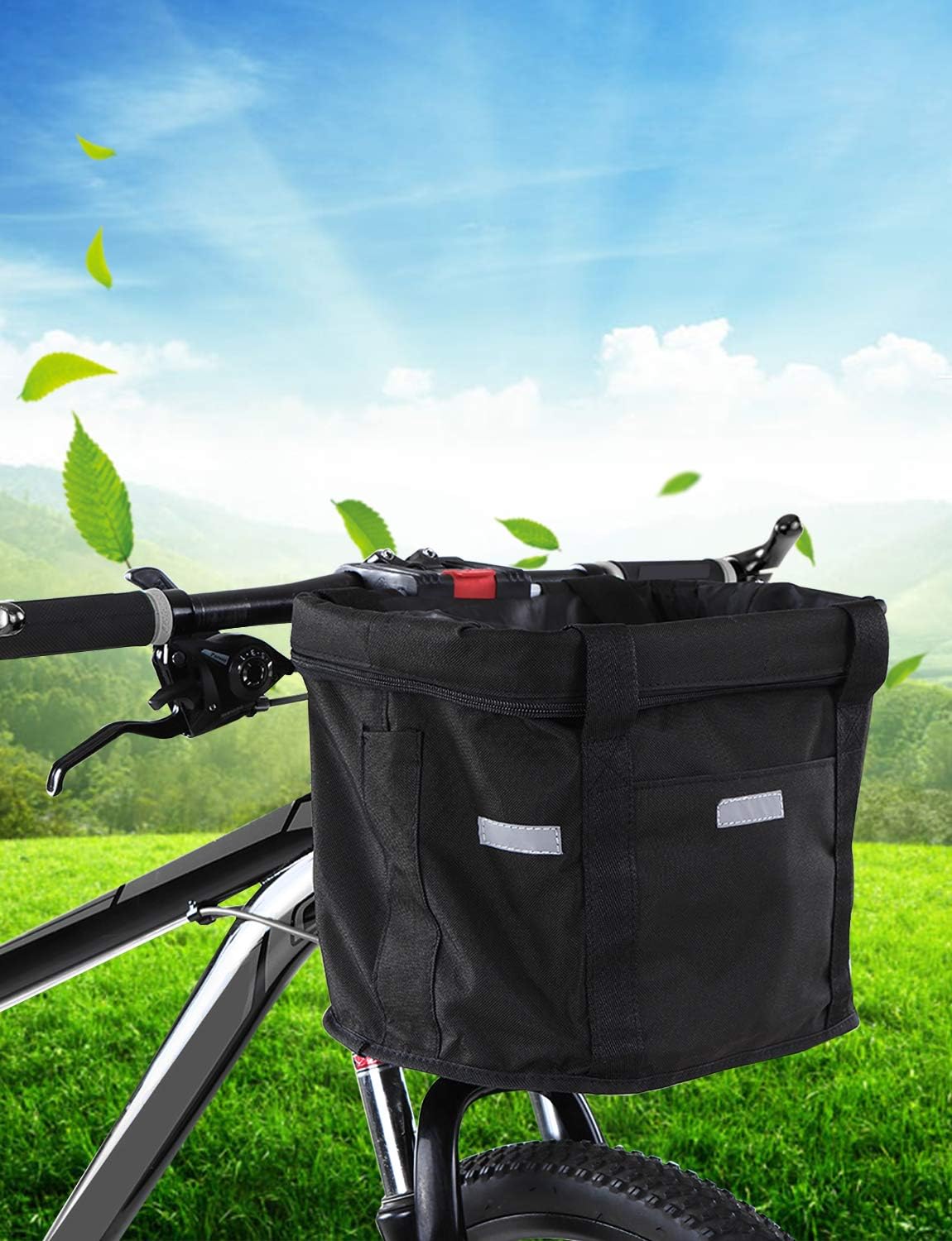 Waterproof Removable Bicycle Front Basket with Aluminum Frame, Pet Carrier & Multi-Purpose Handlebar Bag for V1259-DP01-A-2769
