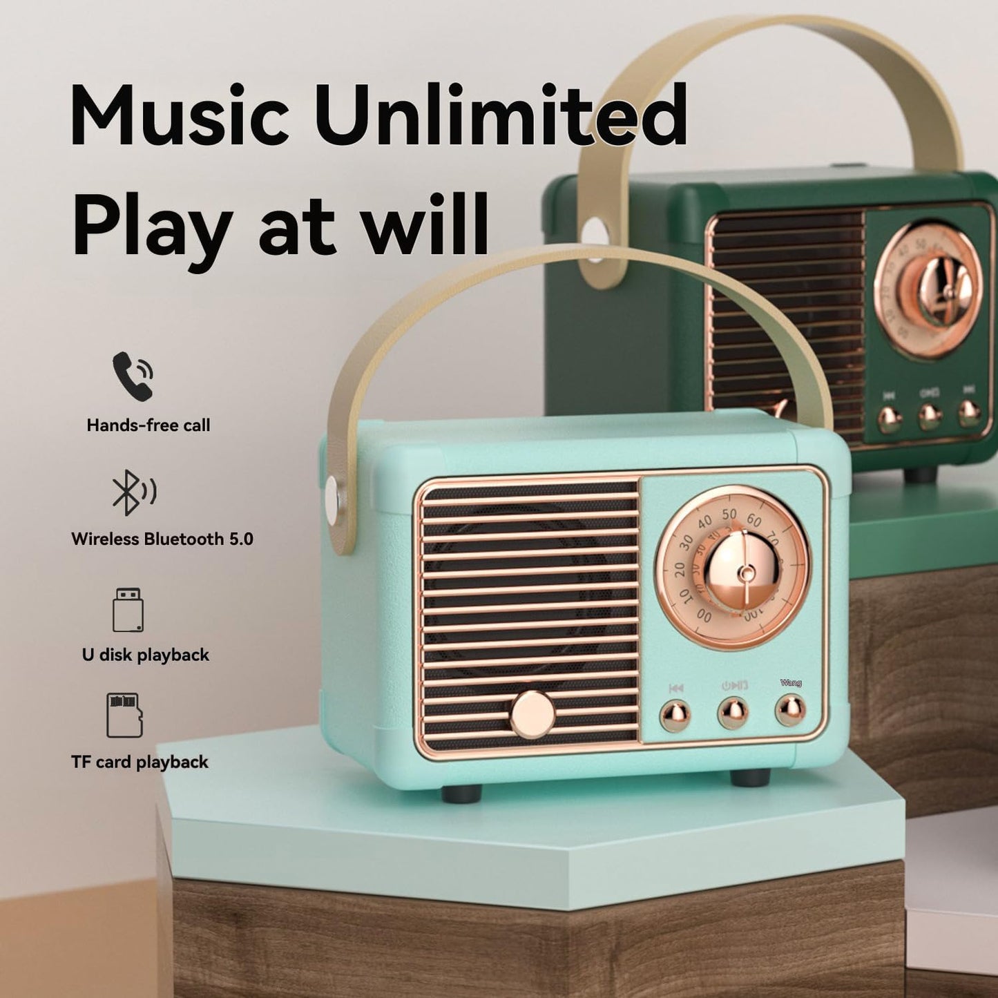 HM11 Vintage Speaker with, 5.0, USB Charging, 3W Output, 2-4 Hours Playback V1259-DP01-A-2775