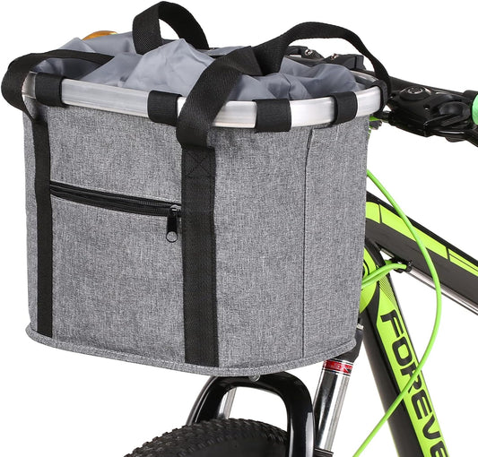 Stylish Aluminum Alloy Bicycle Basket - Black Purple Coffee Grey - 34x28x25cm - 6kg Capacity - Oxford Cloth - V1259-DP01-A-2776