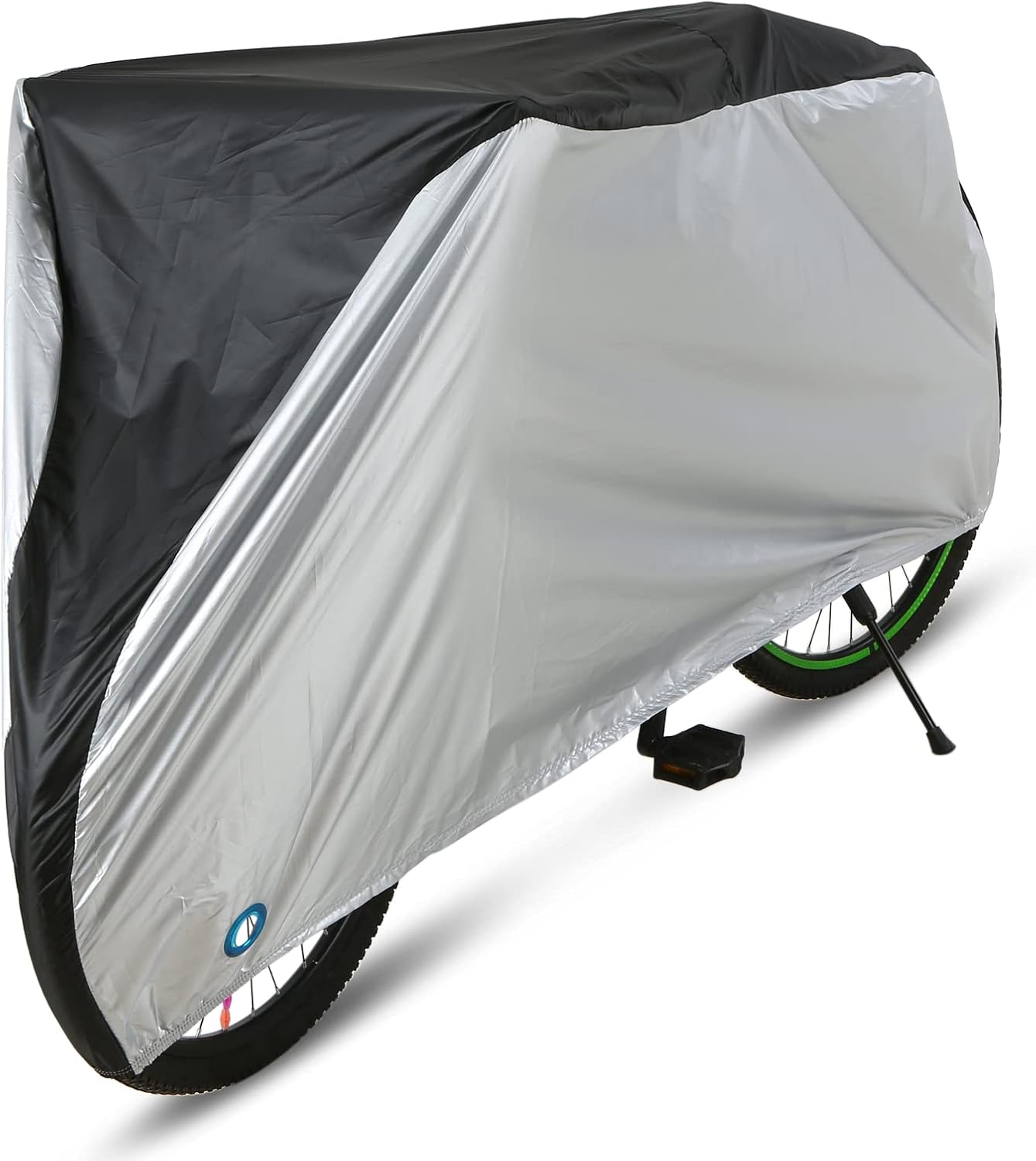 Silver-Coated 190T Polyester Cover for 20/24/26/29 Inch Bikes - Black/Black&Silver, S/M/L/XL Sizes, V1259-DP01-A-2777