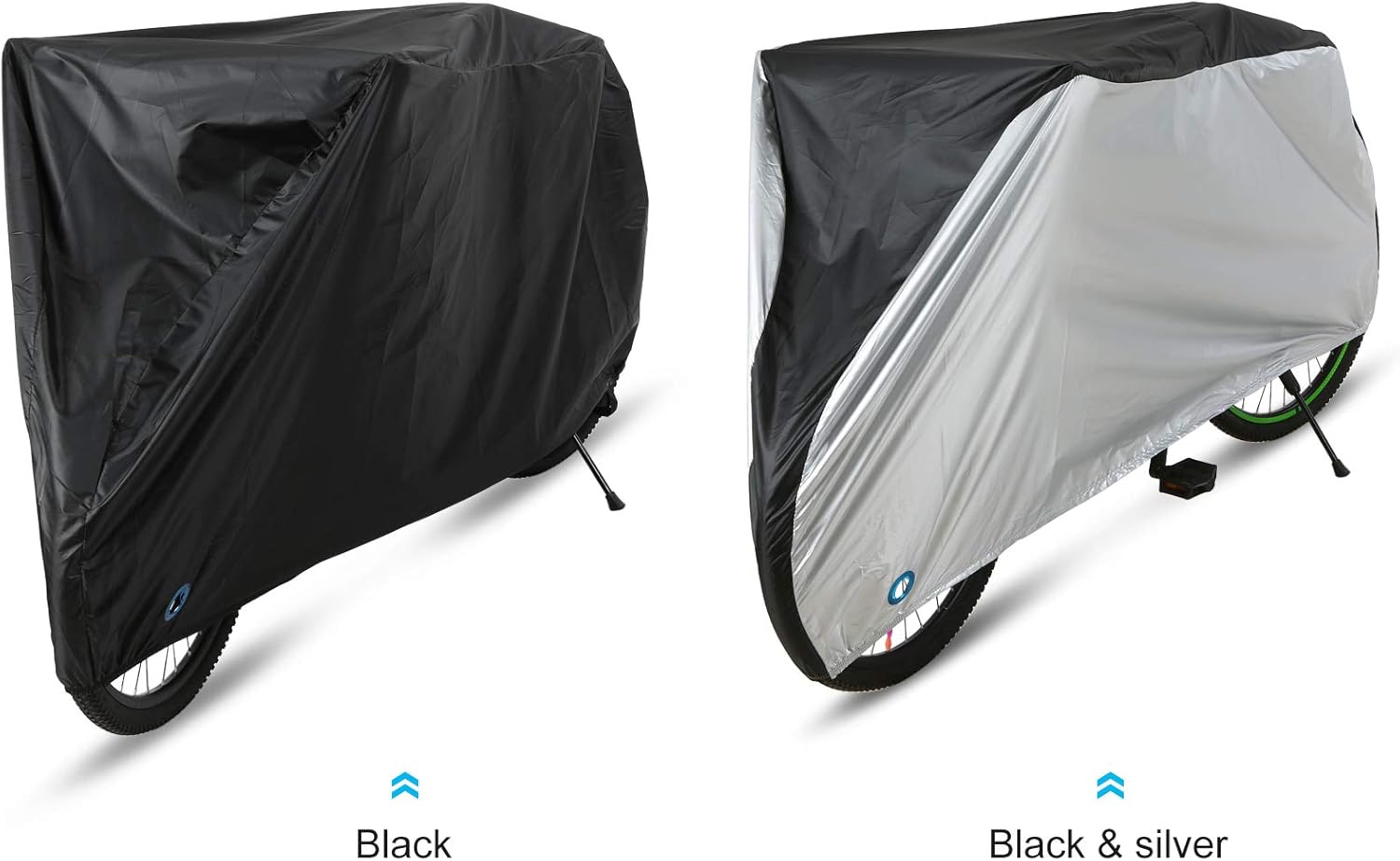 Silver-Coated 190T Polyester Cover for 20/24/26/29 Inch Bikes - Black/Black&Silver, S/M/L/XL Sizes, V1259-DP01-A-2777