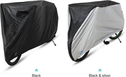 Silver-Coated 190T Polyester Cover for 20/24/26/29 Inch Bikes - Black/Black&Silver, S/M/L/XL Sizes, V1259-DP01-A-2777