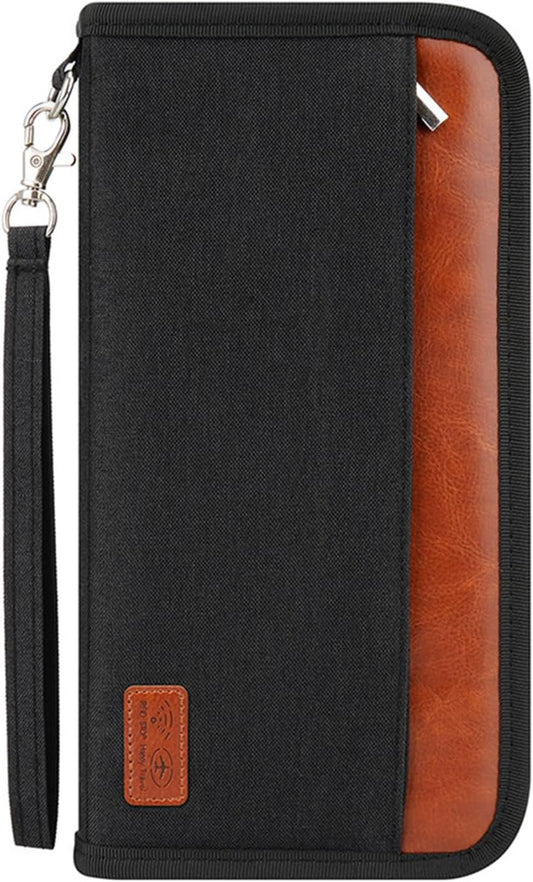 Travel Passport Wallet Family Passport Holder Documents Organizer with RFID Blocker for Men & Women V1259-DP01-A-2791