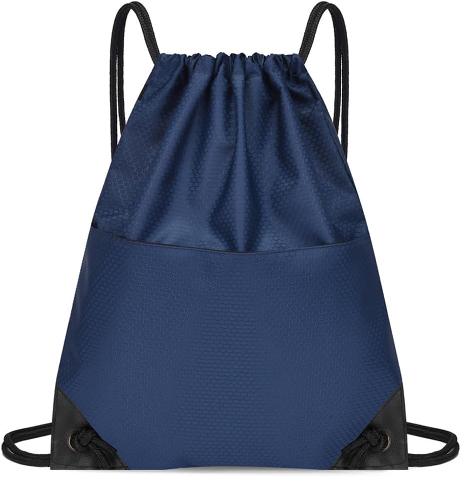 Drawstring Backpack Bag Waterproof Oxford Cloth Draw String Back Sack with Zip Pocket for Sports Traveling V1259-DP01-A-2793