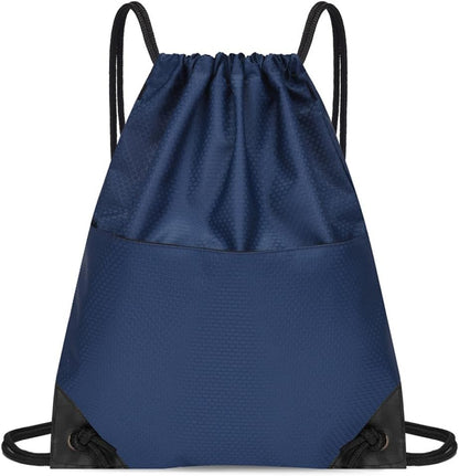 Drawstring Backpack Bag Waterproof Oxford Cloth Draw String Back Sack with Zip Pocket for Sports Traveling V1259-DP01-A-2793
