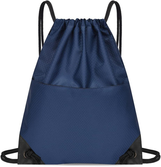 Drawstring Backpack Bag Waterproof Oxford Cloth Draw String Back Sack with Zip Pocket for Sports Traveling V1259-DP01-A-2793