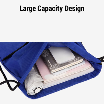 Drawstring Backpack Bag Waterproof Oxford Cloth Draw String Back Sack with Zip Pocket for Sports Traveling V1259-DP01-A-2793