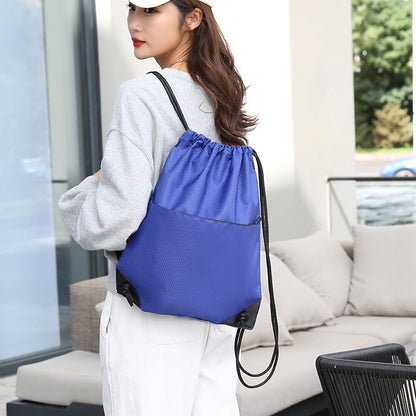 Drawstring Backpack Bag Waterproof Oxford Cloth Draw String Back Sack with Zip Pocket for Sports Traveling V1259-DP01-A-2793