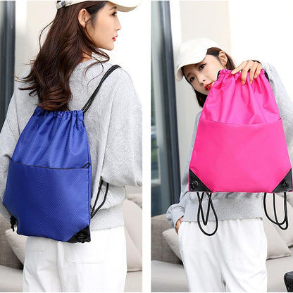 Drawstring Backpack Bag Waterproof Oxford Cloth Draw String Back Sack with Zip Pocket for Sports Traveling V1259-DP01-A-2793