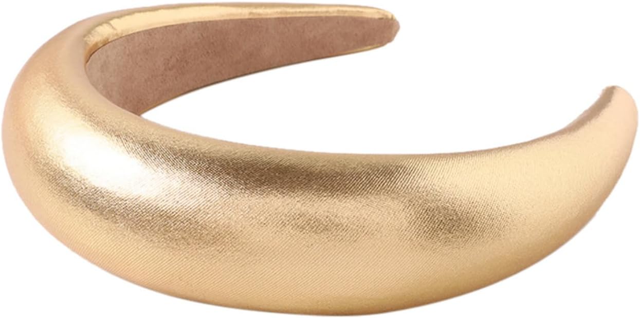 Leather Sponge Headband, Thickened Wide Edge Headband (Gold) V1259-DP01-A-2795