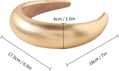 Leather Sponge Headband, Thickened Wide Edge Headband (Gold) V1259-DP01-A-2795