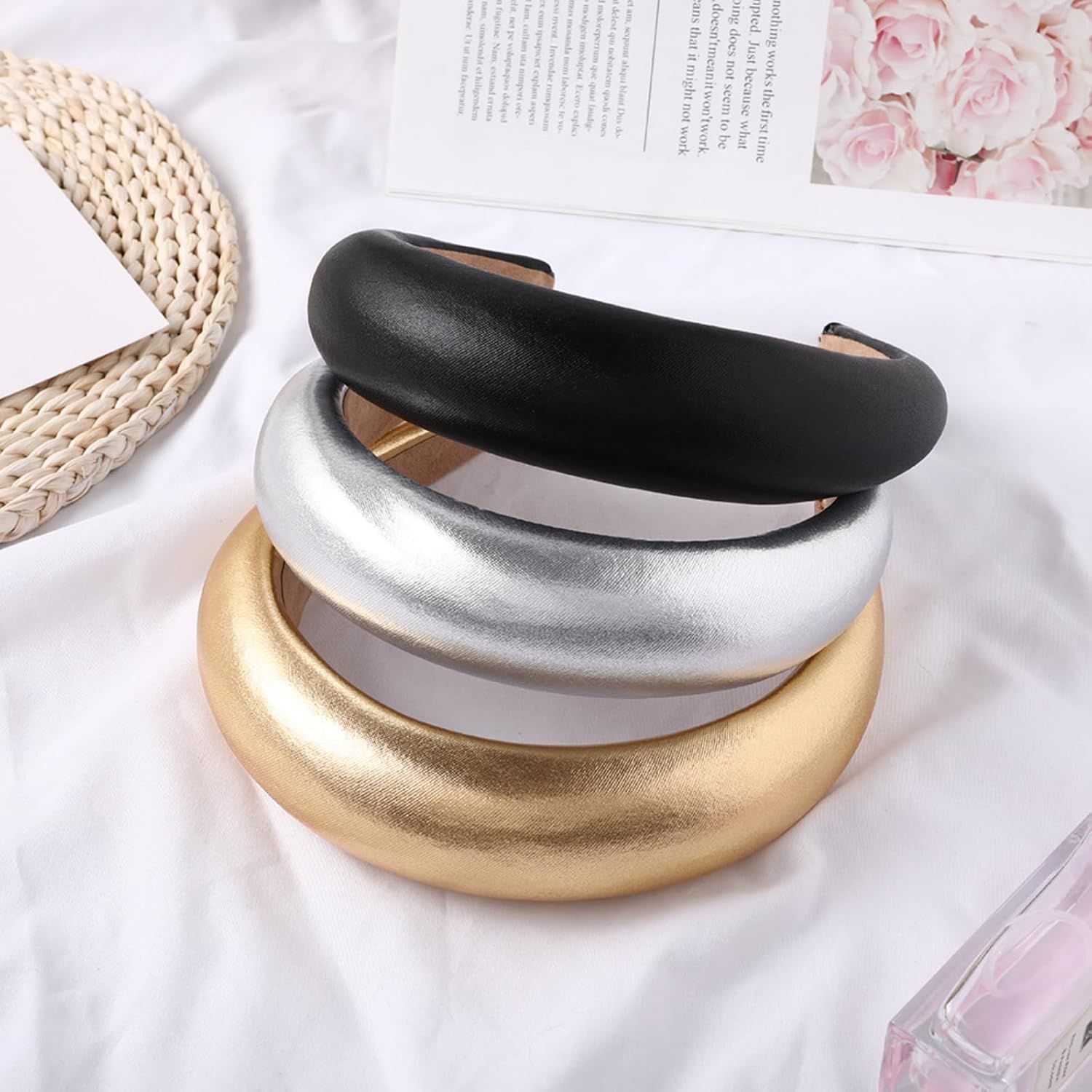 Leather Sponge Headband, Thickened Wide Edge Headband (Gold) V1259-DP01-A-2795