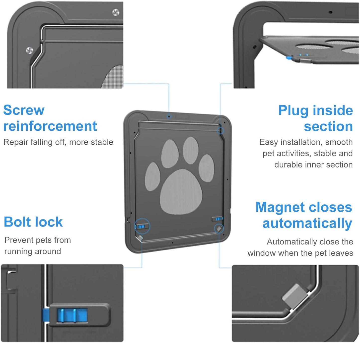 Pet Screen Door Sliding Screen Dogs Door with Magnetic Flap Lock Automatically for Medium Large Dogs V1259-DP01-A-2802