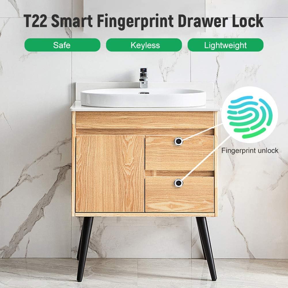 Compact Smart Fingerprint Lock T22 with Rechargeable Battery for Cabinets, Suitcases, Bikes, and More V1259-DP01-A-2804