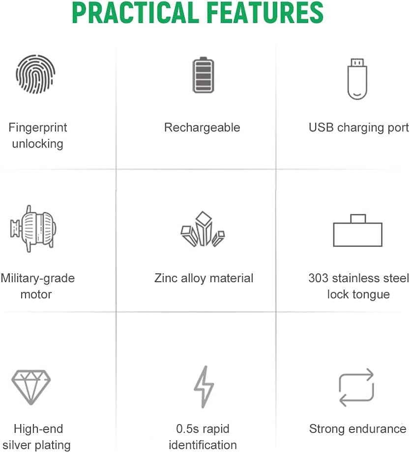 Compact Smart Fingerprint Lock T22 with Rechargeable Battery for Cabinets, Suitcases, Bikes, and More V1259-DP01-A-2804