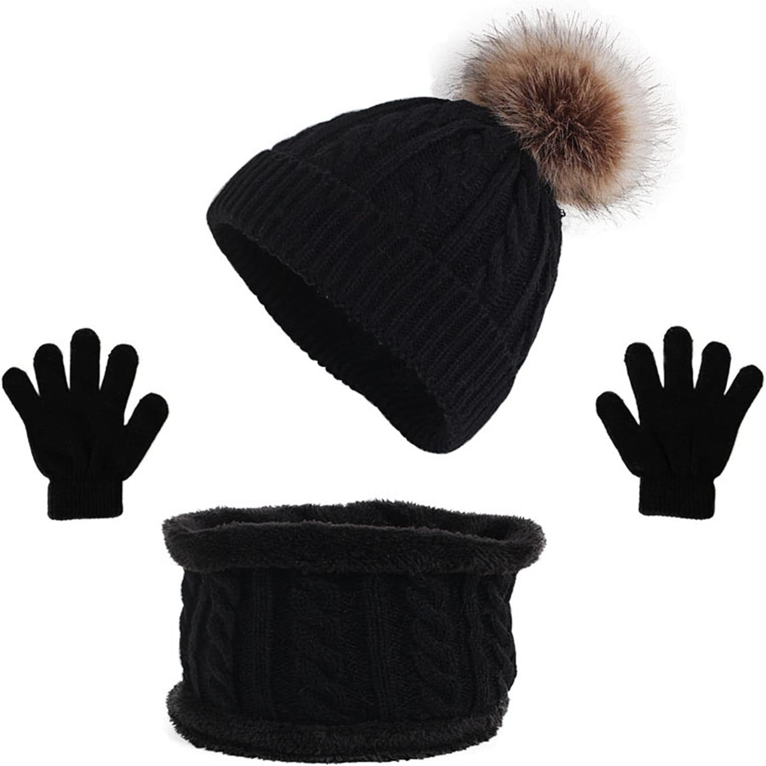 Soft Plush Winter Accessory with Hat, and Scarf in Multiple Colors V1259-DP01-A-2806