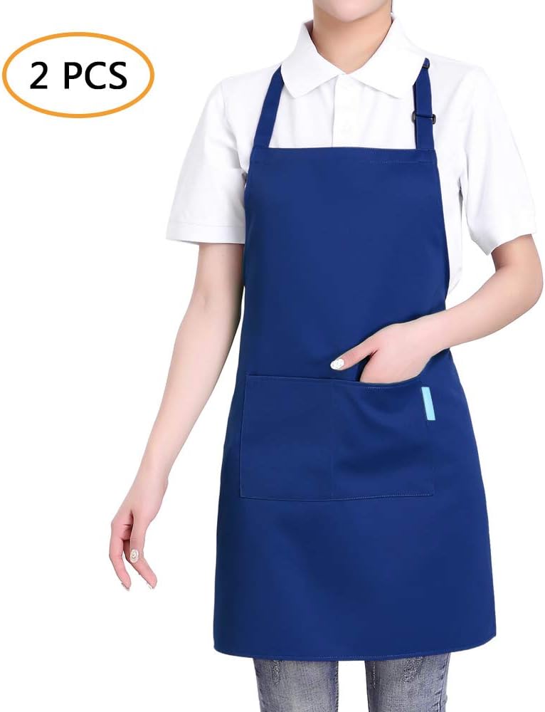 Adjustable Multi-Purpose Aprons for Men and Women with Long Waist Ties and Front Pockets, Polyester Cotton V1259-DP01-A-2813