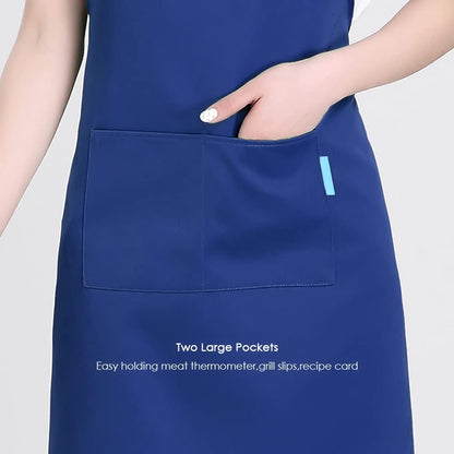 Adjustable Multi-Purpose Aprons for Men and Women with Long Waist Ties and Front Pockets, Polyester Cotton V1259-DP01-A-2813