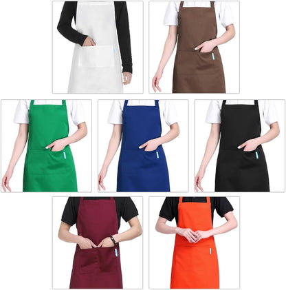 Adjustable Multi-Purpose Aprons for Men and Women with Long Waist Ties and Front Pockets, Polyester Cotton V1259-DP01-A-2813