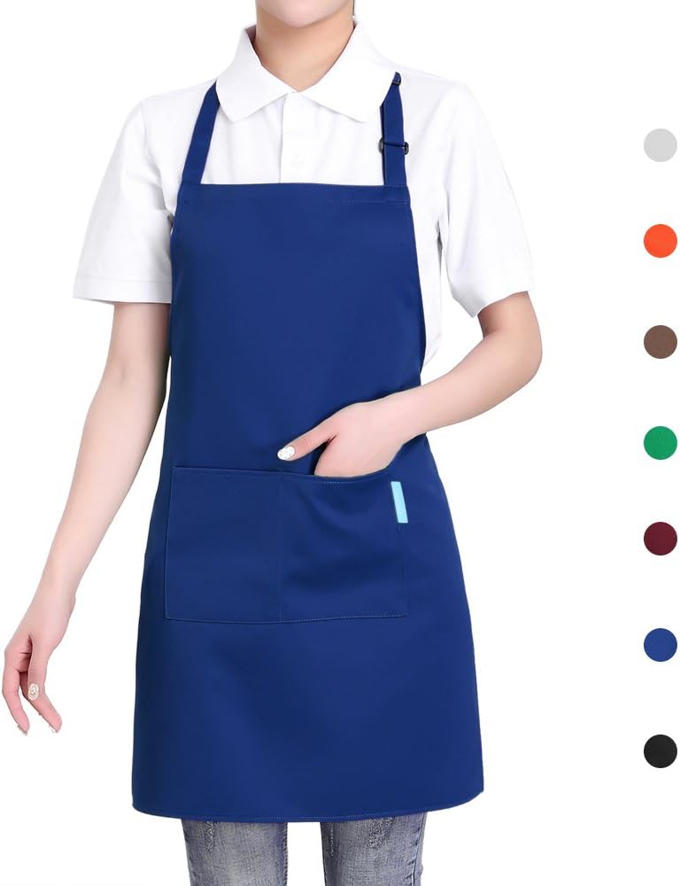 Adjustable Multi-Purpose Aprons for Men and Women with Long Waist Ties and Front Pockets, Polyester Cotton V1259-DP01-A-2813
