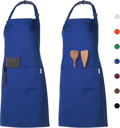 Adjustable Multi-Purpose Aprons for Men and Women with Long Waist Ties and Front Pockets, Polyester Cotton V1259-DP01-A-2813