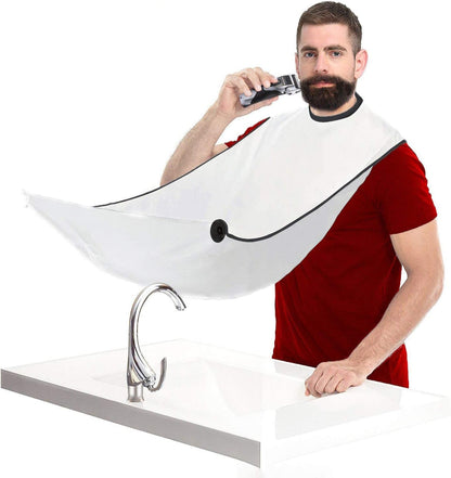 Polyester Fiber Beard Apron with Suction Cups and Storage Pouch, White or Black Option V1259-DP01-A-2814