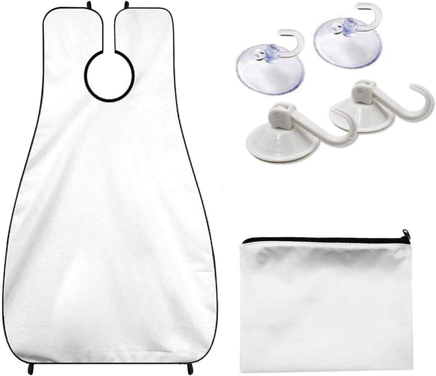 Polyester Fiber Beard Apron with Suction Cups and Storage Pouch, White or Black Option V1259-DP01-A-2814
