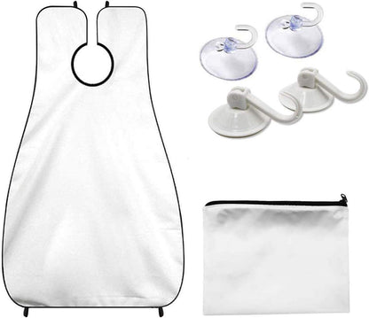Polyester Fiber Beard Apron with Suction Cups and Storage Pouch, White or Black Option V1259-DP01-A-2814