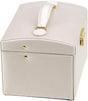 Three-Layer Jewelry Organizer Box with PU Handle, Lockable Display Case for Earrings, Necklaces, Rings - White V1259-DP01-A-2824