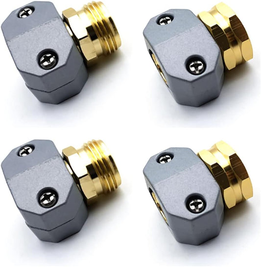 4 Pack Heavy Duty Garden Hose Repair Fittings, Aluminum Mender Female Male Hose Repair Coupler Connector with V1259-DP01-A-2827
