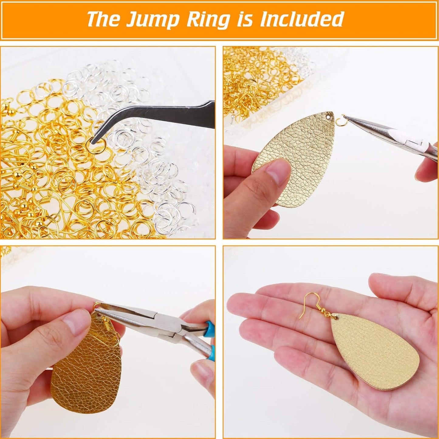 Hypoallergenic Earring Hooks, 600Pcs Earring Making Kit with Earring Hooks, Jump Rings and Clear Rubber V1259-DP01-A-2831