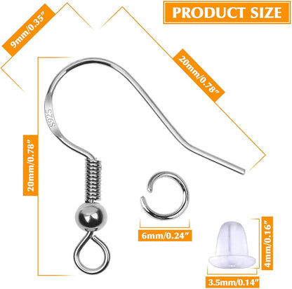 Hypoallergenic Earring Hooks, 600Pcs Earring Making Kit with Earring Hooks, Jump Rings and Clear Rubber V1259-DP01-A-2831