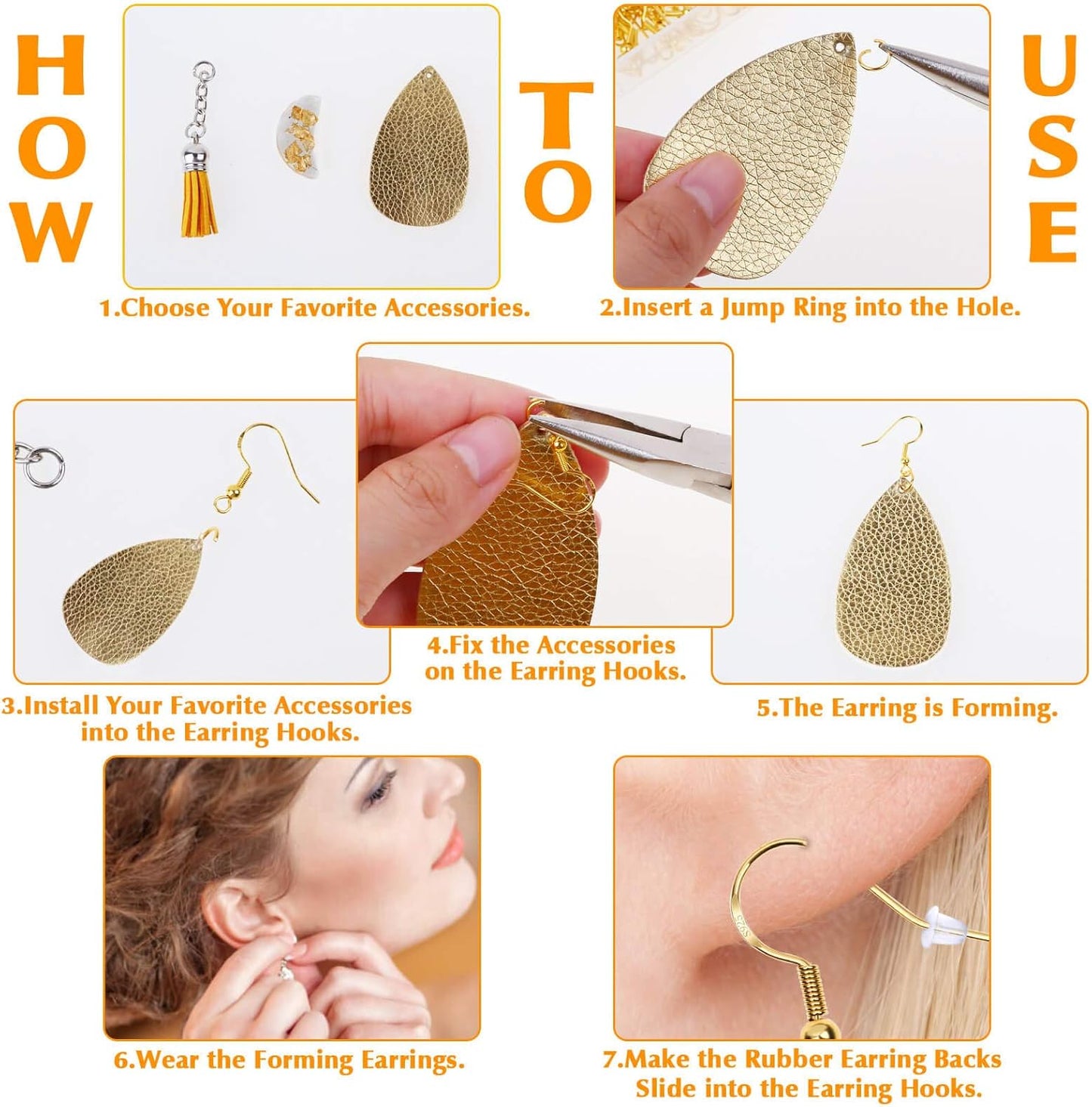 Hypoallergenic Earring Hooks, 600Pcs Earring Making Kit with Earring Hooks, Jump Rings and Clear Rubber V1259-DP01-A-2831
