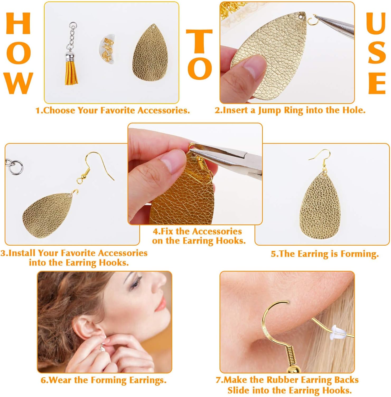 Hypoallergenic Earring Hooks, 600Pcs Earring Making Kit with Earring Hooks, Jump Rings and Clear Rubber V1259-DP01-A-2831