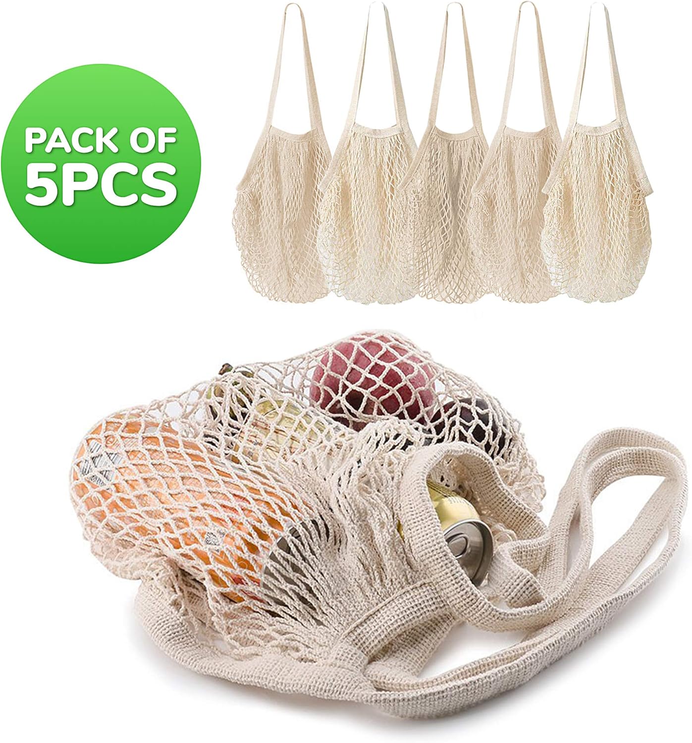 Cotton String Shopping Bags Reusable Washable Grocery Mesh Organizer Net V1259-DP01-A-2833