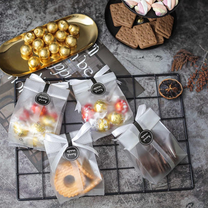 100 Pack Translucent Plastic Bags for Cookie,Cake,Chocolate,Candy,Snack Wrapping Good for Bakery Party with V1259-DP01-A-2834