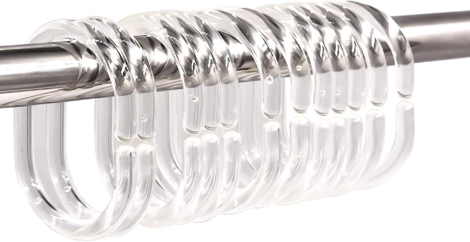 24 pcs Shower Curtain Rings Plastic Curtain C Rings Hook Hanger Bath Drape Loop Clip Glide Bathroom Shower V1259-DP01-A-2837