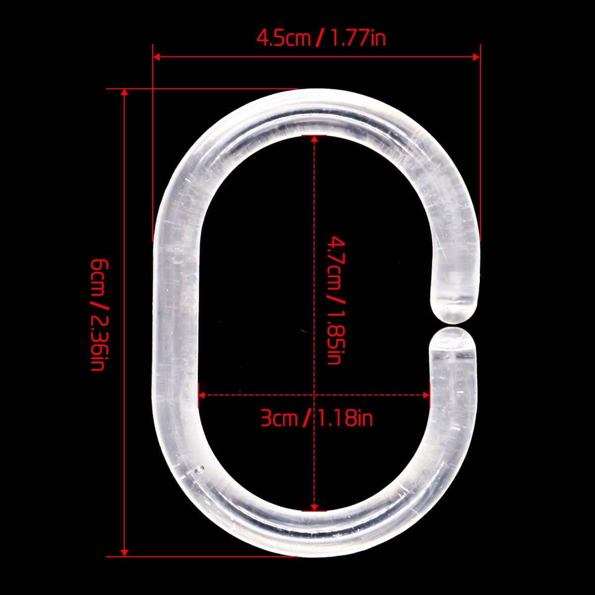 24 pcs Shower Curtain Rings Plastic Curtain C Rings Hook Hanger Bath Drape Loop Clip Glide Bathroom Shower V1259-DP01-A-2837